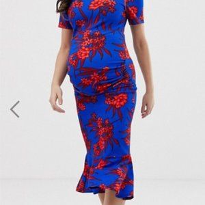 ASOS NWT Queen Bee Maternity Dress Red Floral 4